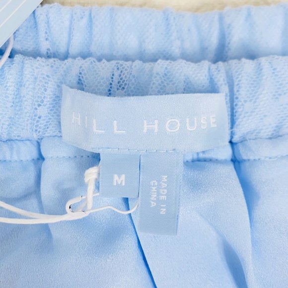 NWT HILL HOUSE HOME Clara Tulle Tiered Mini Skirt sz M Blue Elastic Waist Lined - Picture 9 of 11